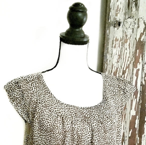 Anne Klein Blouse Brown Animal Print Size M - Picture 2 of 11